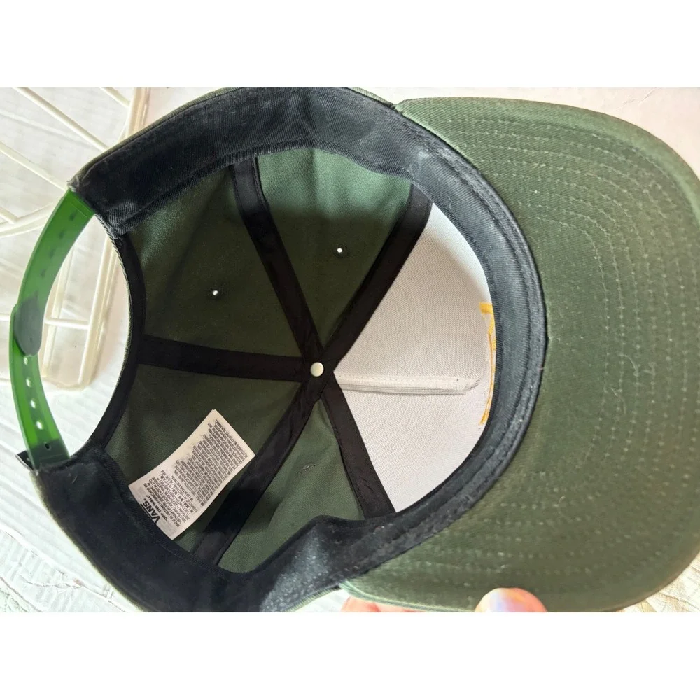 Vans Off The Wall Custom Classics Snapback Hat Olive Green Embroidered Flat Brim